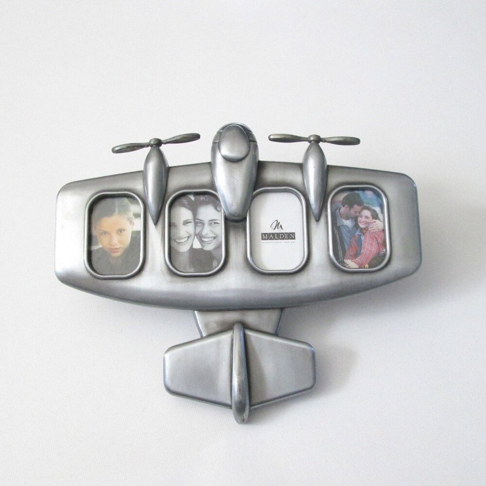 Malden Metal Plane Four Picture Frame Airplane Propellers Tabletop Stand 9" Wide
